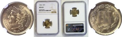 1866 3CN Nickel Three Cent NGC MS-66+ - Image 1 of 3