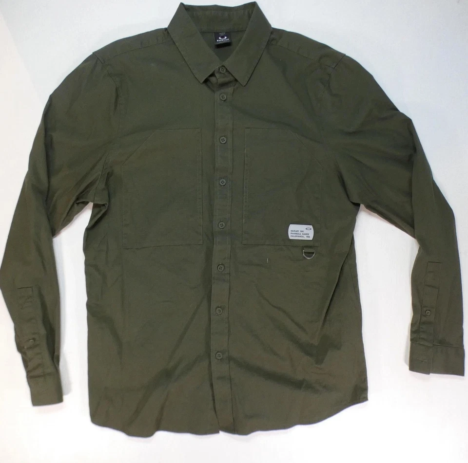 Camisa militar Oakley para hombre mediana Ripstop verde militar elástica ropa de trabajo táctica Foto 1 de 4