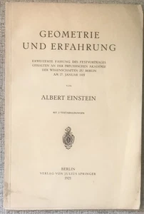 ALBERT EINSTEIN " GEOMETRIE UND ERFAHRUNG " 1921 1ST PB ED VG NOBEL PRIZE WINNER - Picture 1 of 1