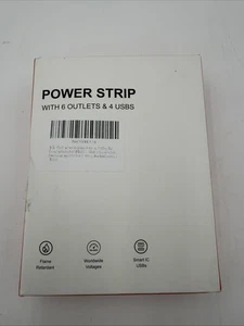 Flat Plug Power Strip Surge Protector, 5Ft Ultra Thin Extension Cord with 4 USB - Picture 1 of 4