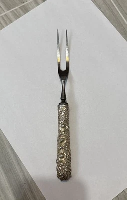 Antique S. Kirk & Son Repousse Sterling Handled Carving Fork. 1846-1890 - Image 1 of 4