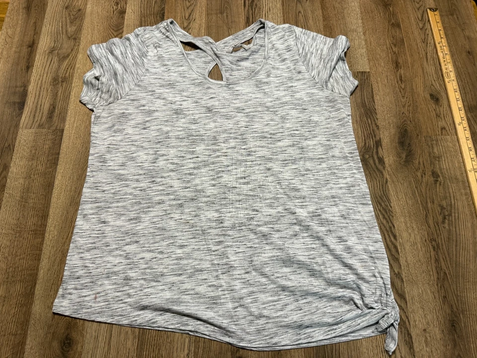 Harmony & Balance Shirt, Women's Plus 2X, Grey Black White, Criss-cross Back - Image 1 of 4