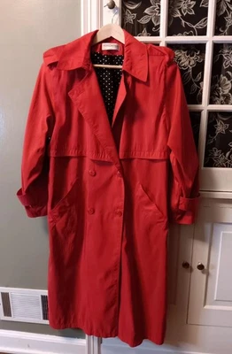 Forecaster Of Boston Red Vintage Rain Trench Coat Size 10 Petite - Image 1 of 4