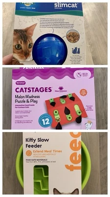Alimentadores/rompecabezas lentos para gatos - Lote de 3 Foto 1 de 4