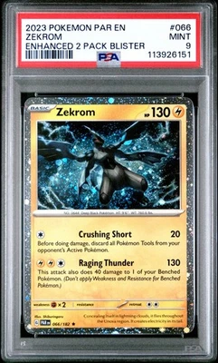 2023 POKEMON PAR PARADOX RIFT 066 ZEKROM ENHANCED 2 PACK BLISTER PSA 9 - Image 1 of 2
