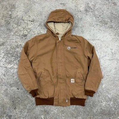 Vintage Carhartt FR Jacket Mens Medium Brown Duck Hooded Quilted Lined Workwear - Image 1 of 4