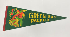 Rare Original 1968 Green Bay Packers Super Bowl II Pennant Very Good Condition