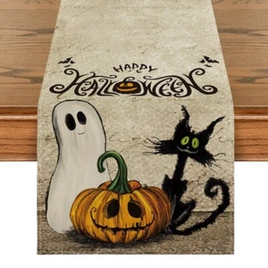 Artoid Mode Ghost Jack-O-Lantern Kürbis Katze Happy Halloween Tischläufer,... - Bild 1 von 5