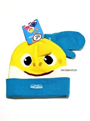 Conjunto de guantes gorro bebé tiburón sombrero de invierno niños pequeños regalo Pinkfong Nickelodeon  Foto 1 de 4
