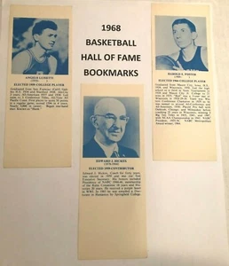 1968 Hall of Fame BOOKMARKS BASKETBALL - SINGLES FOR SALE $3.99 EA. SEE LIST! - Picture 1 of 1