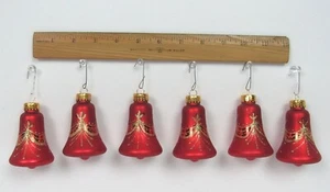 6er SET EINZIGARTIGE SCHÄTZE ROTE GLASGLOCKE CHRISTBAUMSCHMUCK 3" HOCH - Bild 1 von 12