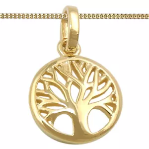 Echt Gold 333 Kinder Frauen Lebensbaum Anhänger mit Äste Lebens Baum + 925 Kette - Bild 1 von 5