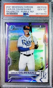 2022 BOWMAN CHROME PURPLE REFRACTOR #BCP238 CARLOS COLMENAREZ PSA 10 FREE SHIP - Picture 1 of 2