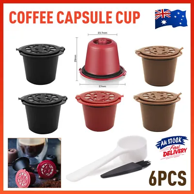 6PCS For Nespresso Maker Machine Refillable Reusable Coffee Filter Capsule Pods • 15.89$