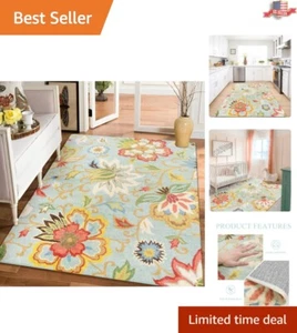 Stylish Indoor 5x7 Area Rug - Machine Washable Paisley Floral Rug with Soft Feel - Picture 1 of 9