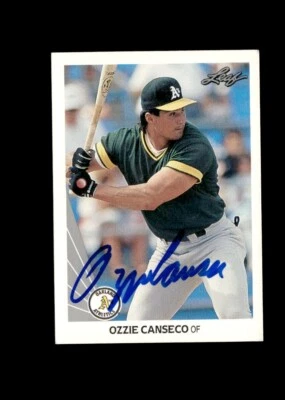 Ozzie Canseco 1990 Leaf Oakland A's authentic autographed card - Image 1 of 2