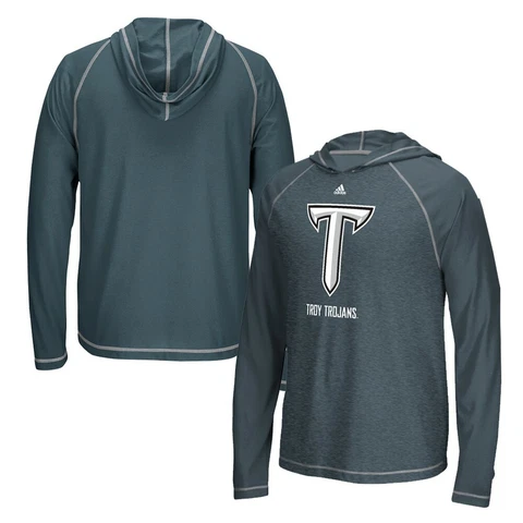 Troy Trojans NCAA Adidas Men's Onix Grey "Loyal Fan" Climalite Hooded T-Shirt Cover