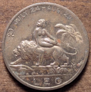 Leo 24 de Julio-23 de Agosto Latón Astrología Zodiaco Buena Suerte Leal Moneda de la Suerte Ficha - Imagen 1 de 4