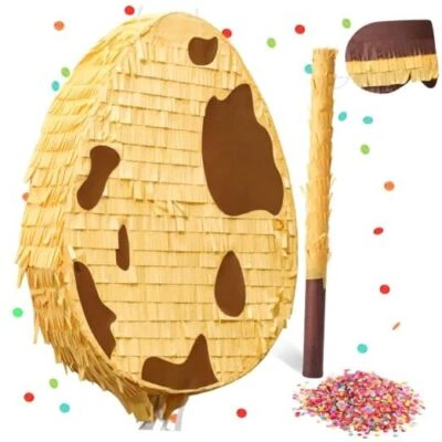 Huevo de dinosaurio piñata 16 x 12 x 3 pulgadas cuerda de tracción huevo de dinosaurio piñata marrón Foto 1 de 4