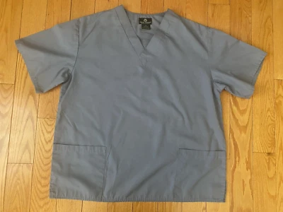 Blusa Médica Natural Uniforms Unisex Talla Pequeña Gris Acero Manga Corta Cuello en V Foto 1 de 4