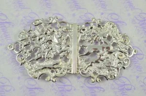 Britannia Pattern Silver Plated Nurses Buckle Handmade in Sheffield - Picture 1 of 6