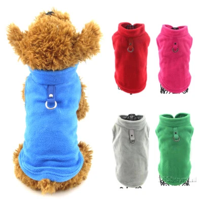 Warm Puppy Dog Cotton Vest Pet Jumper Clothes Pure Color Cat Sport Sweater Coat - Image 1 of 4