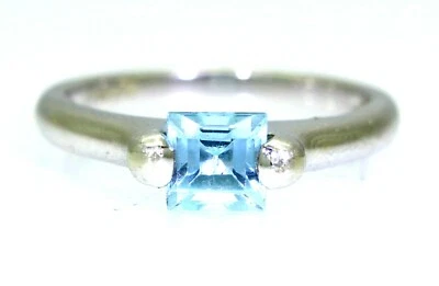 Pretty Tension Set Topacio Oro Blanco 9ct Anillo L ~ 5 3/4 Foto 1 de 4