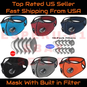 NEW style Cycling Face Mask With Active Carbon Filter Breathing Valves Reusable - Picture 1 of 27