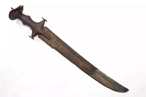 Altes Dolch antikes Messer handgeschmiedeter Stahl gravierte Klinge beschädigter Griff D838 - Bild 1 von 9