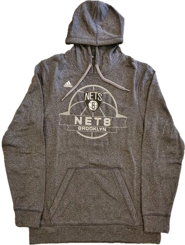 Brooklyn Nets Mens Heather Grey Ultimate Banner Synthetic Hoodie by Adidas Cover