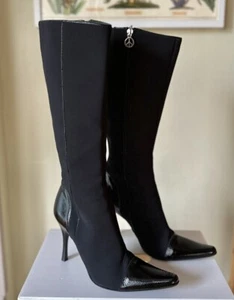 Stivali al ginocchio Donald J Pliner Couture in pelle nera a punta taglia 8M - Foto 1 di 9