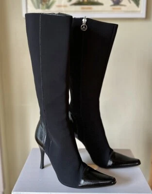 Donald J Pliner Couture Knee High Boots Black Leather Pointed Toe Size 8M - Image 1 of 4