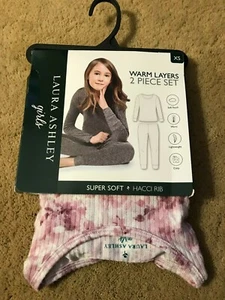 Juego de 2 piezas de capas cálidas para niñas Laura Ashley manga larga doble y leggs rosa floral XS - Imagen 1 de 3