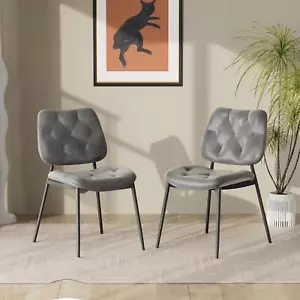 Modern Upholstered Dining Room Chairs Set of 2 for Kitchen Living Room Seating - Picture 1 of 12