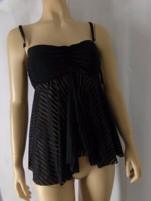 PROFILE by GOTTEX Tankini Top Bandeau or straps Sheer Bliss size 8 black NWT - Image 1 of 4