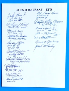 WWII  Fighter Aces of the USAAF-ETO pilots multi-signed photo w/ 15 USAF 8.5x11 - Picture 1 of 7