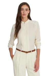 Lauren Ralph Lauren Womens Winter Cream Ruffle Neck Button Down Blouse Size XL - Picture 1 of 8