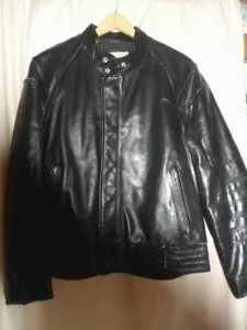 Chaqueta de Cuero Para Hombre Negra 44 R EE. UU. Excellent Motocicleta De Colección Años 70 Retro - Imagen 1 de 9