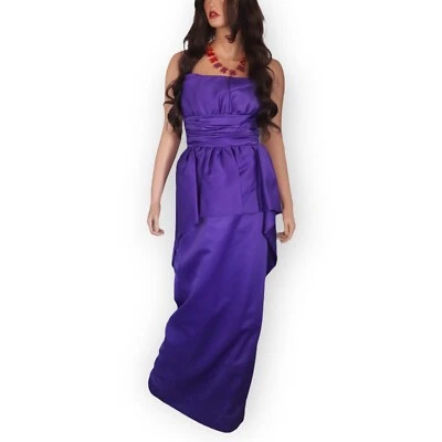 Vestido Victor Costa Vintage Sin Tirantes Peplum Talla 6 Formal Negro Corbata Gala Foto 1 de 4