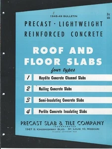 Brochure - Precast Slab Tile - Concrete Floor Roof Slab Haydite - c1949 (AF804) - Picture 1 of 1