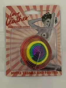 Love in Leather Nipple Pasties Tassels & Sequins Nipple Cover Self Adhesive, NIB - Picture 1 of 38