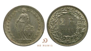 Svizzera 2 Francs 1958 Argento Qualità AU / MS Helvetia in piedi moneta - Foto 1 di 1