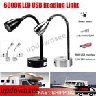 2Pcs LED Touch Dimmable USB Spot Reading Light Campervan Caravan Boat Lamp 12V