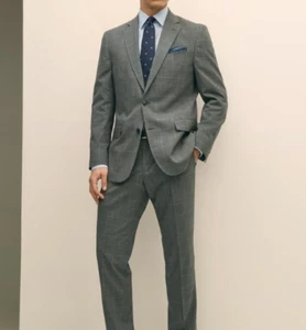 2024 HUGO BOSS Pasolini/Movie US Gray Check Full Suit 40L Wool - Picture 1 of 9