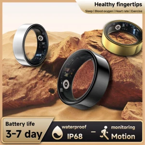 Sliver Smart Ring Health Sleep Tracker Ring with Heart Rate Fitness iOS Android - Picture 1 of 22