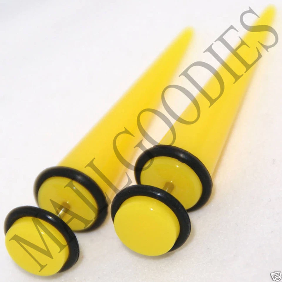 0367 Fake Cheaters Faux Illusion Ear Stretchers Tapers Plugs 0G Cor Amarela - Imagem 1 de 1