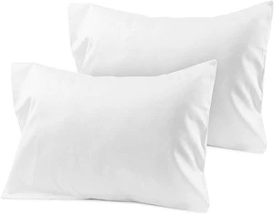 Small Pillowcase White Solid 16x20 Zipper Closer Set of 2 PC Travel Pillowcas... - Picture 1 of 9