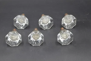 Perillas antiguas de vidrio y latón - Nuevo stock antiguo, nunca usadas: Juego de 6 - Imagen 1 de 7