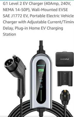 Cargador EV Nivel 2 SHOCKFLO 40 A 240 V NEMA 14-50P Pared EVSE SAE J1772 NUEVO Foto 1 de 4