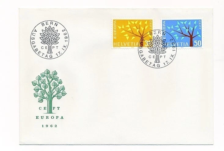 D90042 Europa CEPT 1962 Trees FDC Switzerland - Image 1 of 1